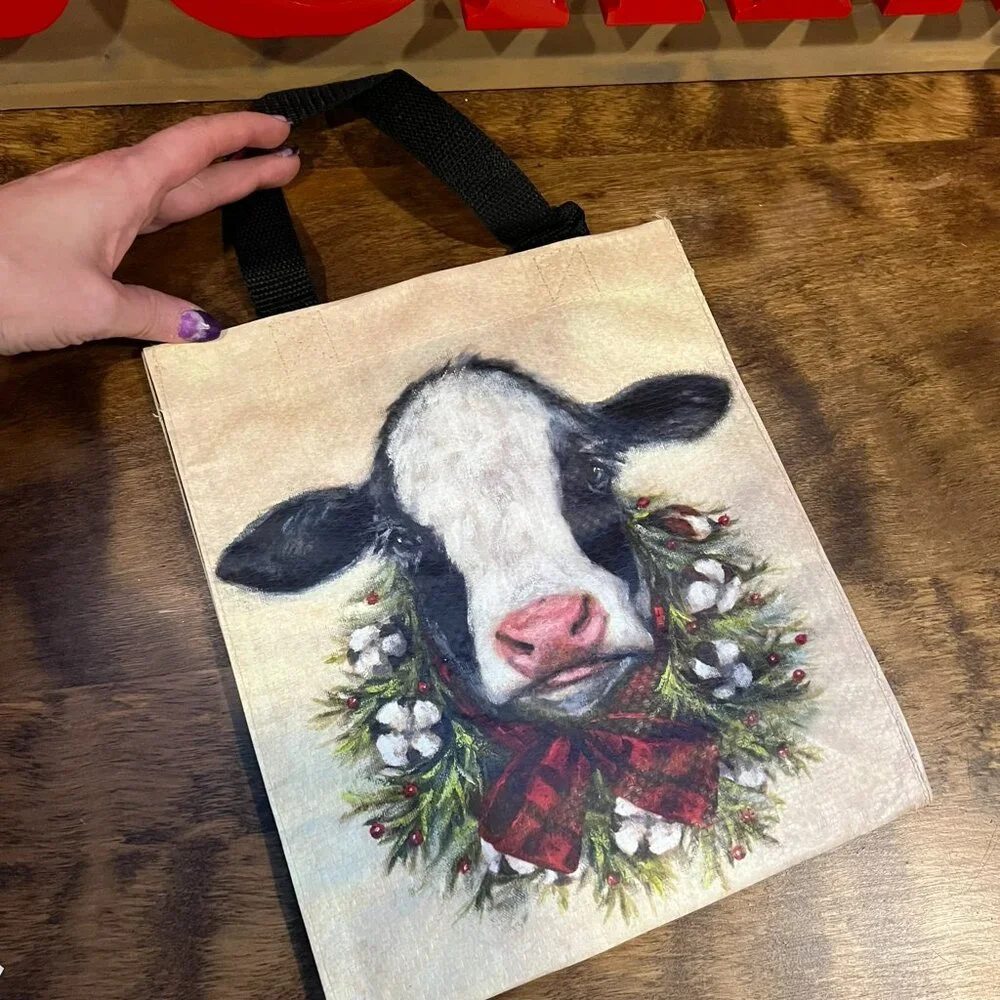 5/$20 Cow reusable mini tote/ gift bag Bin BH-LAST ONE